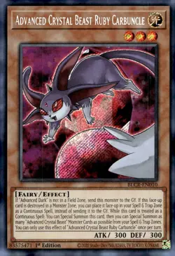 Yu-Gi-Oh! Advanced Crystal Beast Ruby Carbuncle 1st BLCR-EN010 Secret NM/LP x1 - Image 1
