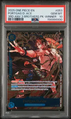 2025 ONE PIECE 3RD ANNIVERSARY TOURNAMENT 3 BROTHERS PACK PORTGAS D. ACE PSA 10 - Image 1