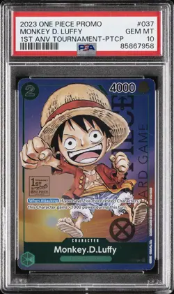 2023 ONE PIECE PROMOS 1ST ANV TOURNAMENT-PARTICIPATION MONKEY D. LUFFY PSA 10 - Image 1