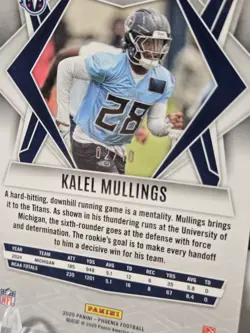 2025 Panini Phoenix Kalel Mullings Rookie Gold Seismic 02/10 SSP Titans #205 - Image 3