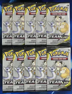 Sun & Moon Team Up Sampling Pack Fun Pack 3 Card Nm Booster Pack Sample Lot X10 - Image 1