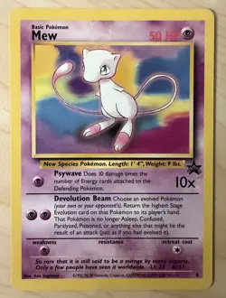 Pokemon Mew #8 Non-Holo Black Star Promo Card WOTC Movie 2000 Vintage - Image 1