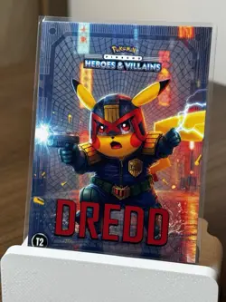 Pikachu Cosplay Heroes & Villians T-Series Card Judge Dredd Pokemon Art - Image 1