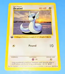Dratini 26/102 1999 1st Edition Base Set Shadowless Pokemon Card Vintage WOTC - Image 2