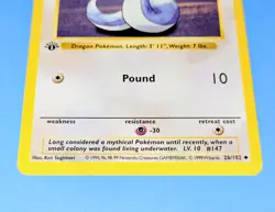 Dratini 26/102 1999 1st Edition Base Set Shadowless Pokemon Card Vintage WOTC - Image 3