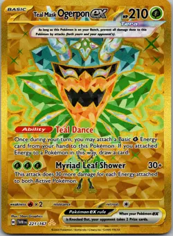 TEAL MASK OGERPON EX 221/167 HYPER RARE TWILIGHT MASQUERADE POKEMON NM - Image 1