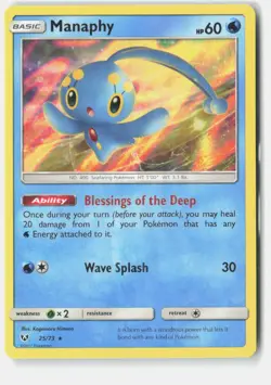 Manaphy 25/73 Holo Rare Shining Legends Pokemon Holo Near Mint - Image 1