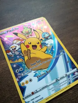 2020 Pokemon Pikachu SWSH020 Black Star Promo Full Art, center crease - Image 2