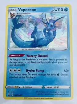 Pokemon TCG - Vaporeon SWSH072 Cosmos Holo Sword & Shield Promo | NM - Image 1