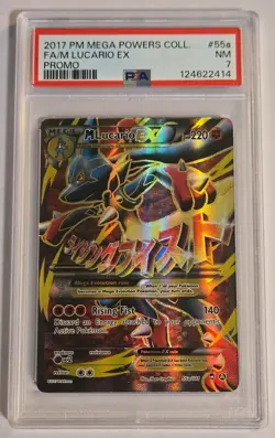 2017 Pokemon Mega Powers Collection Promo 55a/111 Fa/M Lucario Ex PSA 7 - Image 1