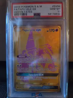 Pokemon TCG Tapu Lele GX Secret SV94/SV94 Hidden Fates PSA 10 - Image 1