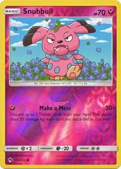 Snubbull - 137/214 - Common - Reverse Holo LP, English Pokemon Lost Thunder - Image 1