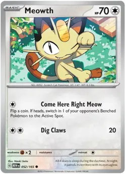 4 X MEOWTH 052/165 Common Pokemon 151 English - Image 1