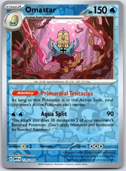 Omastar 139/165 Rare 151 Pokemon Reverse Holo Near Mint - Image 1
