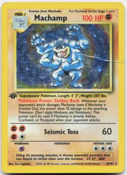 Machamp 8/102 Holo Holo Rare Deck Exclusives Pokemon 1st Edition Holo Damaged - Image 1
