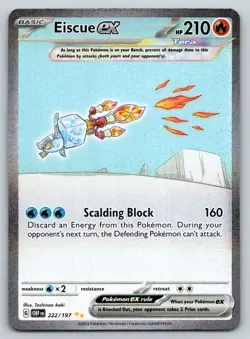 EISCUE EX 222/197 SPECIAL ILLUSTRATION RARE OBSIDIAN FLAMES POKEMON HOLO NM AOKI - Image 1