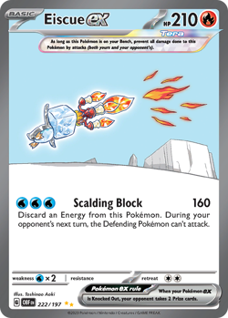 EISCUE EX 222/197 SPECIAL ILLUSTRATION RARE OBSIDIAN FLAMES POKEMON HOLO NM AOKI - Image 4