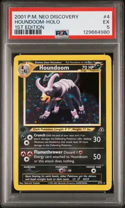 2001 POKEMON NEO DISCOVERY 1ST EDITION #4 HOUNDOOM-HOLO PSA 5 - Image 1