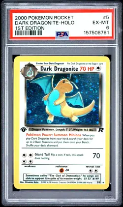 2000 POKEMON ROCKET 1ST EDITION #5 DARK DRAGONITE-HOLO PSA 6 - Image 1