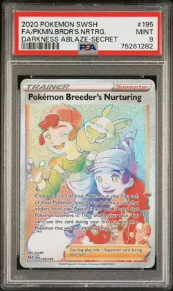 Pokemon Breeder's Nurturing (Secret) 195/189 SWSH: Darkness Ablaze Holo PSA 9 - Image 1