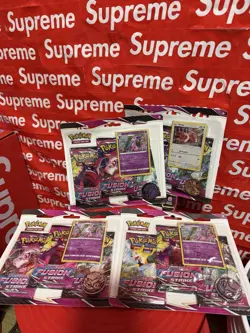 Pokemon TCG Fusion Strike 3 Pack Blisters (Espeon Lot of 4, 12 Packs) New Sealed - Image 1