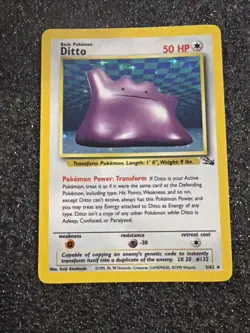 Pokemon TCG Ditto Fossil Holo Rare Unlimited Card 3/62 NM - Image 1