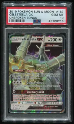 Pokemon Unbroken Bonds Celesteela GX Full Art Ultra Rare #163 PSA 10 Gem Mint - Image 1
