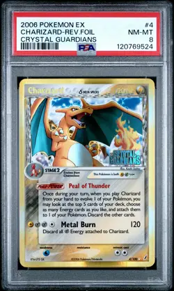 2006 POKEMON EX CRYSTAL GUARDIANS #4 CHARIZARD-REVERSE FOIL PSA 8 - Image 1