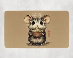 Cute Mouse Ramen Playmat - Kawaii Anime Style Gaming Mat for MTG, YuGiOh, TCG - Image 1
