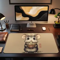 Cute Mouse Ramen Playmat - Kawaii Anime Style Gaming Mat for MTG, YuGiOh, TCG - Image 2