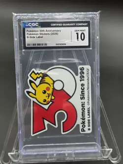 2026 Pokemon Pikachu 30th Anniversary B-Side Label Sticker - CGC 10 - Image 1