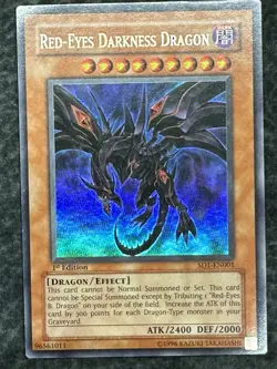 Yugioh! Red-Eyes Darkness Dragon SD1-EN001 Ultra Rare 1st Edition LP - Image 2