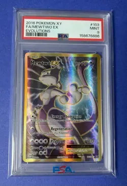 2016 Pokemon XY FA/MewTwo ex Evolutions #103 PSA 9 MINT - Image 1