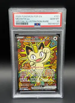 PSA10 Meowth EX 121/088 Me03: Perfect Order SIR Pokemon - Image 1