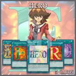 JADEN HERO DECK 5 | Heated Heart Emergency Call Flash Righteous Oversoul YuGiOh - Image 1