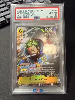 2026 One Piece ST29 EN Alternate Art #014 Rorona Zoro PSA 10 GEM MINT - Image 1
