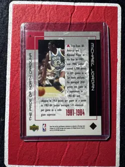 1999 Upper Deck Michael Jordan Career Set Pride Of North Carolina #8 Bulls HOF - Image 2