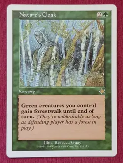 Magic The Gathering STARTER 1999 NATURE'S CLOAK green card MTG - Image 1