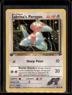 Sabrina's Porygon 98/132 1st Edition Gym Challenge Pokemon Card - HP - Image 1