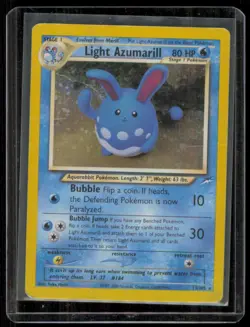 Light Azumarill Neo Destiny Holo Rare 13/105 Pokemon Card WOTC - HP W/Creases - Image 1