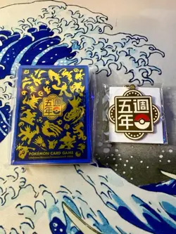 TCG Chinese Exclusive Pokemon 5th Anniversary Card Sleeve 64 pcs & Keychain Set - Image 1