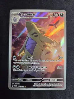 Pokemon TCG 2023 Sv02 Paldea Evolved Tyranitar Holo Rare Card 222/193 - Image 1