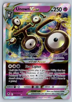 Unown VSTAR 066/195 Holo VSTAR Rare Silver Tempest Pokemon Holo Near Mint - Image 1