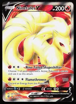NINETALES V 177/192 ULTRA RARE REBEL CLASH POKEMON NM - Image 1