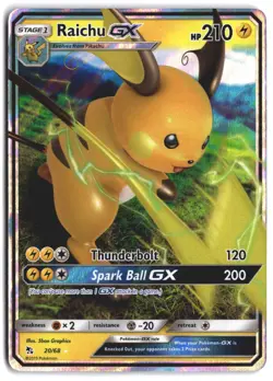 Raichu GX 20/68 Holo GX Rare Hidden Fates Pokemon Holo LP - Image 1