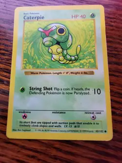 MP Pokemon TCG Caterpie Base Set 45/102 Regular Shadowless Common - Image 1