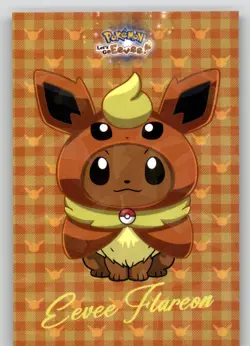Let's Go Eevee Database - Poncho Eevee Flareon - Pokemon Cracked Ice Card - Image 1
