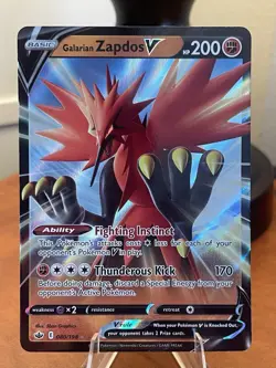 Pokemon TCG-Galarian Zapdos V-080/198-Chilling Reign-UR-Holo-NM - Image 1