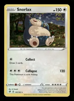 SNORLAX 141/192 RARE REBEL CLASH POKEMON LP - Image 1