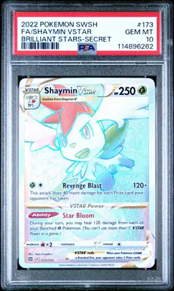 2022 POKEMON SWORD & SHIELD BRILLIANT STARS SECRET FULL ART/SHAYMIN VSTAR PSA 10 - Image 1